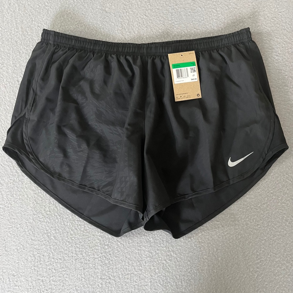 NWT Nike Dri-FIT Womens Running Shorts Black XL Zip Pocket‎ Lined New